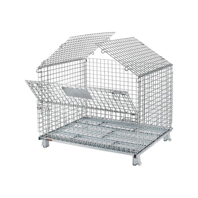 Cage de stockage en fil métallique galvanisé pour conteneur pliable