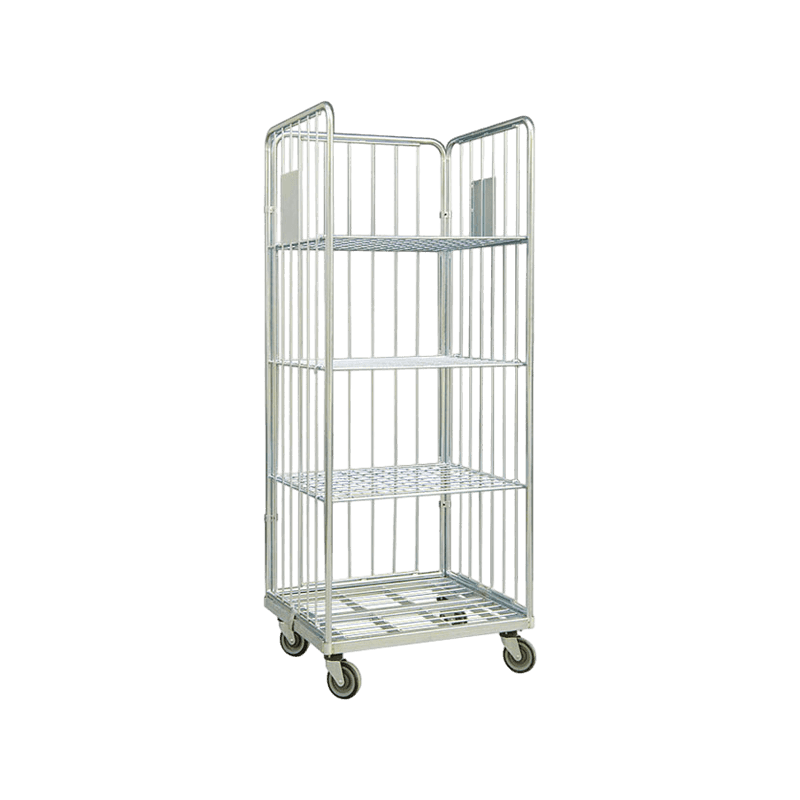 Chariot à cage pliant multicouche à 3 côtés pour logistique industrielle